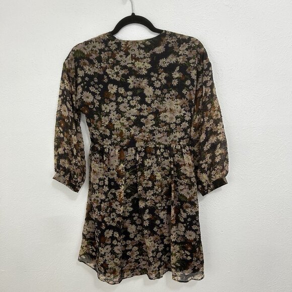 Madewell Drawstring Faux-Wrap Mini Dress in Daisy Reverie Forest‎ Floral Size XS - Picture 8 of 12